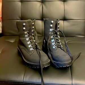 Girls black combat boots